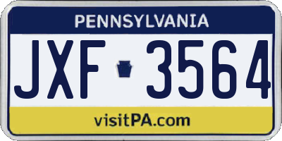 PA license plate JXF3564