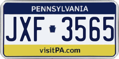 PA license plate JXF3565
