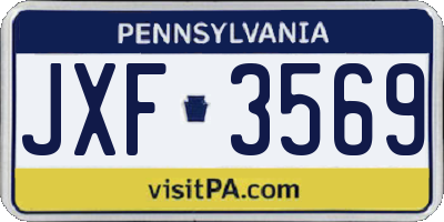PA license plate JXF3569