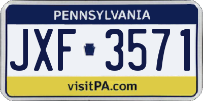 PA license plate JXF3571