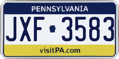 PA license plate JXF3583
