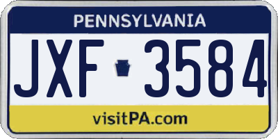 PA license plate JXF3584