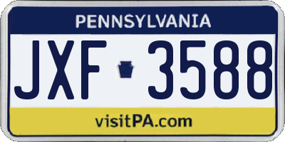 PA license plate JXF3588