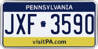 PA license plate JXF3590