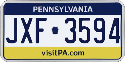 PA license plate JXF3594