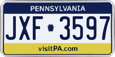 PA license plate JXF3597