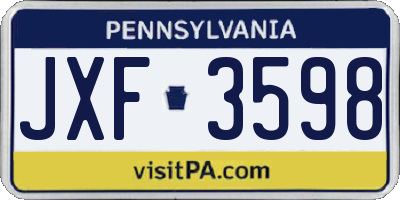 PA license plate JXF3598