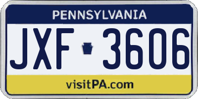 PA license plate JXF3606