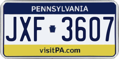 PA license plate JXF3607