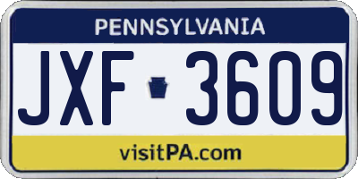 PA license plate JXF3609