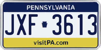 PA license plate JXF3613