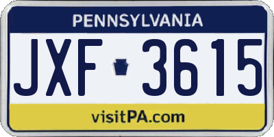 PA license plate JXF3615