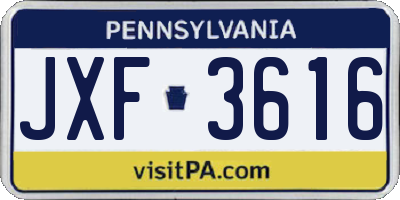 PA license plate JXF3616