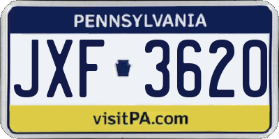 PA license plate JXF3620