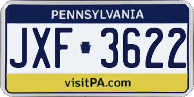 PA license plate JXF3622