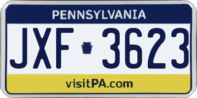 PA license plate JXF3623