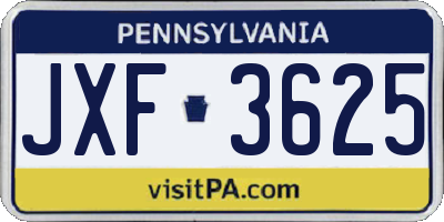 PA license plate JXF3625