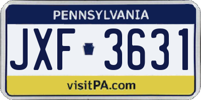 PA license plate JXF3631