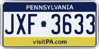 PA license plate JXF3633