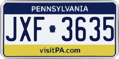 PA license plate JXF3635