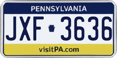 PA license plate JXF3636