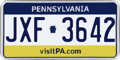 PA license plate JXF3642