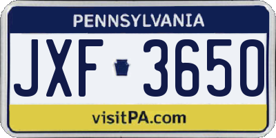 PA license plate JXF3650
