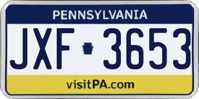 PA license plate JXF3653