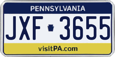 PA license plate JXF3655