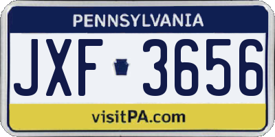 PA license plate JXF3656