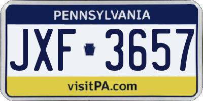 PA license plate JXF3657