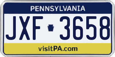 PA license plate JXF3658