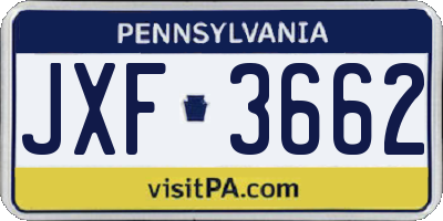 PA license plate JXF3662