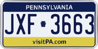 PA license plate JXF3663