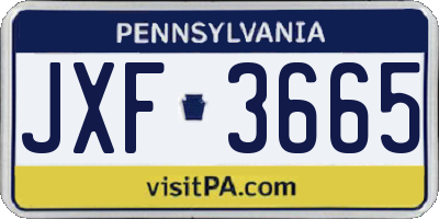 PA license plate JXF3665