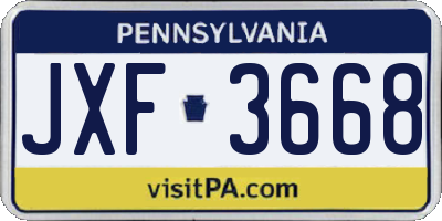 PA license plate JXF3668