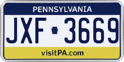 PA license plate JXF3669