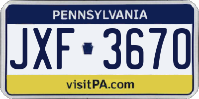 PA license plate JXF3670