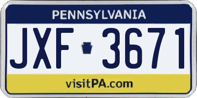 PA license plate JXF3671