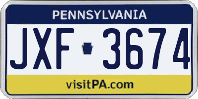 PA license plate JXF3674