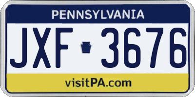 PA license plate JXF3676
