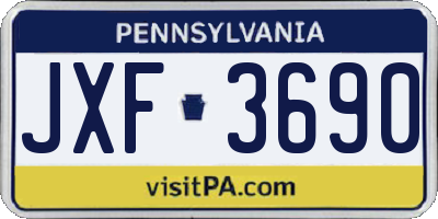 PA license plate JXF3690