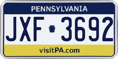 PA license plate JXF3692