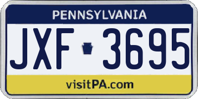 PA license plate JXF3695