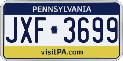 PA license plate JXF3699