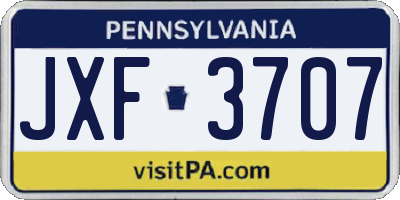 PA license plate JXF3707