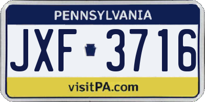 PA license plate JXF3716