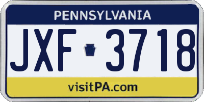 PA license plate JXF3718