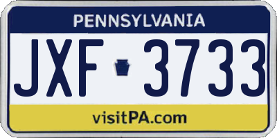 PA license plate JXF3733