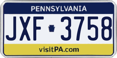 PA license plate JXF3758